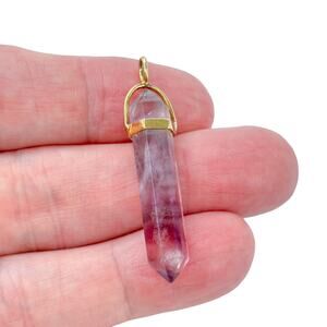 Estate Gold-Tone Sterling Silver 925 Fluorite Point Pendant